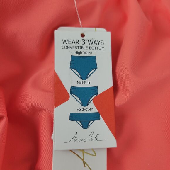 Anne Cole Swim Bottom Juicy Coral Convertible Shirred Bikini Womens Size 18W NWT - Picture 7 of 10